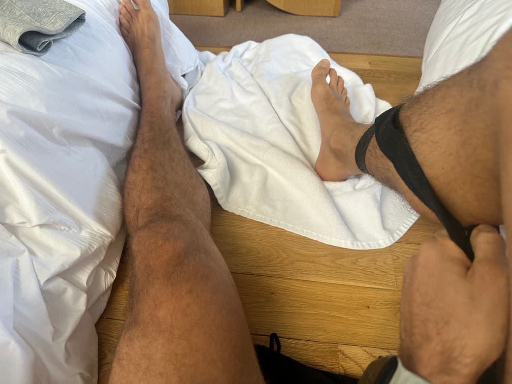 Foto do progresso no dia 55 da recuperação do joelho durante passeio em Asakusa, Tóquio